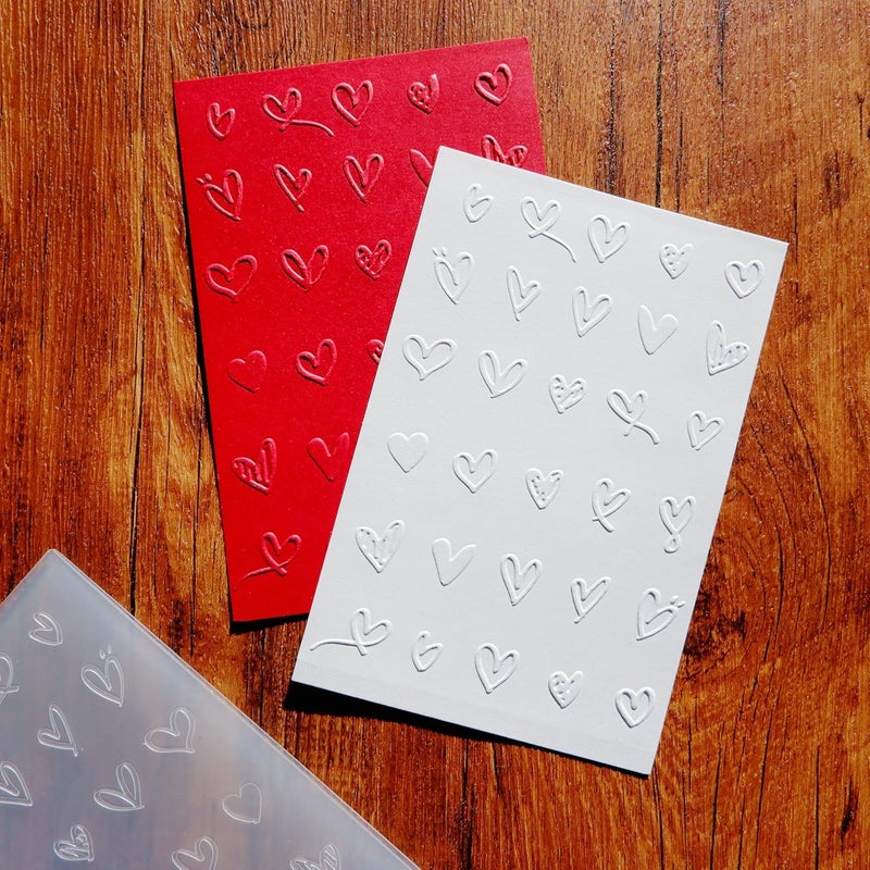 Arbuya Heart Plastic Embossing Folders for Card Making Hearts Background Embossing Folder for Scrapbooking Pages Paper Crafting Clay Decoration - Image 4